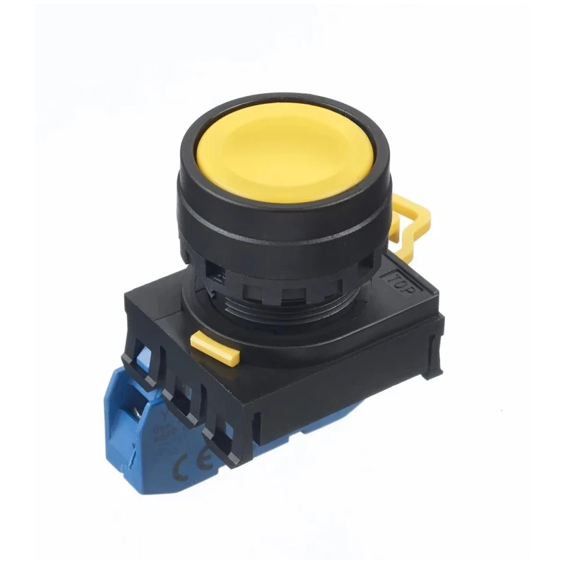 Idec Illuminated Push Button Complete Unit Panel Mount 22mm Cutout Yellow SPST IP65 YW1B-A1E10Y