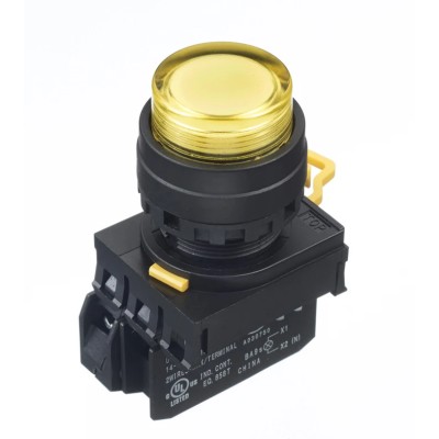 Idec YW Series Illuminated Push Button Complete Unit Panel Mount 22 mm Cutout Yellow SPST IP65 YW1L-A2E10QM3Y