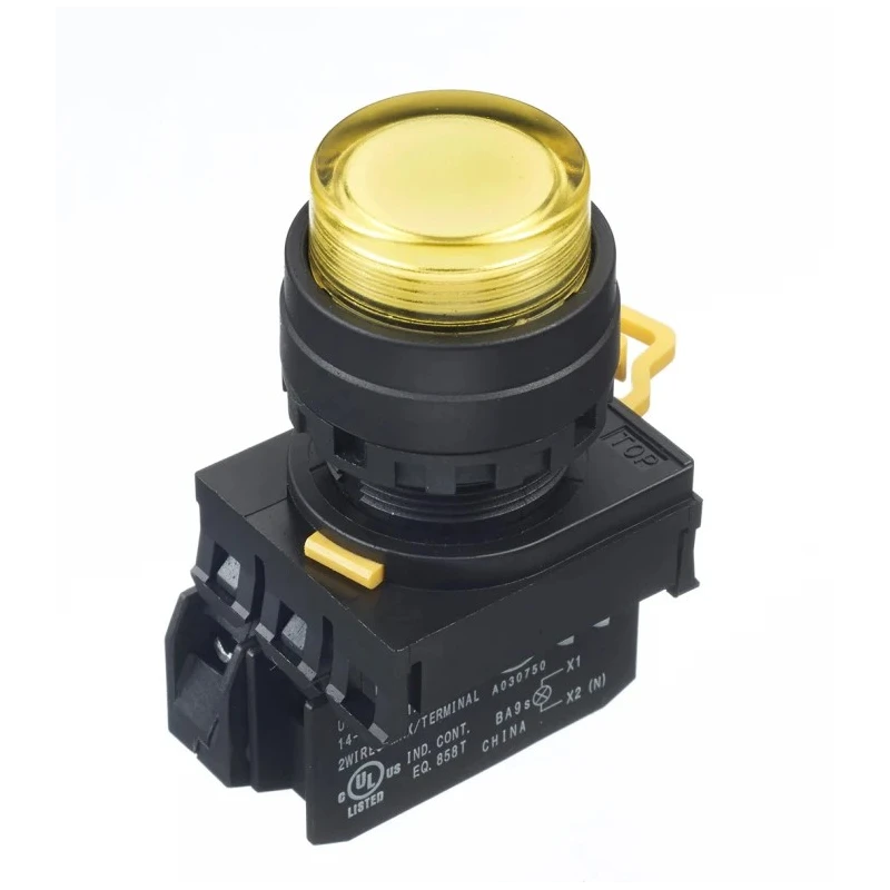 Idec YW Series Illuminated Push Button Complete Unit Panel Mount 22 mm Cutout Yellow SPST IP65 YW1L-A2E10QM3Y