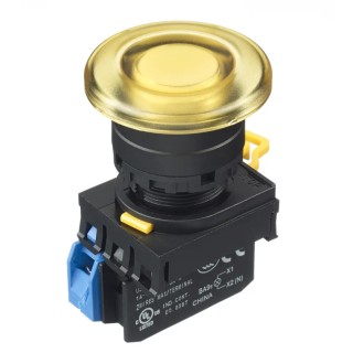 Idec YW Series Illuminated Push Button Complete Unit Panel Mount 22mm Cutout Yellow SPST Maintained IP65 YW1L-A4E10Q4Y