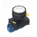 Idec Illuminated Push Button Complete Unit, Panel Mount, 22 mm Cutout, White, SPST, IP65, Maintained Actuation, YW1B-A1E10W