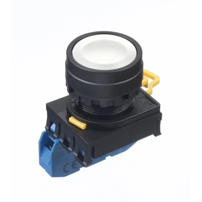 Idec Illuminated Push Button Complete Unit, Panel Mount, 22 mm Cutout, White, SPST, IP65, Maintained Actuation, YW1B-A1E10W