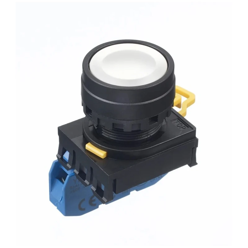 Idec Illuminated Push Button Complete Unit, Panel Mount, 22 mm Cutout, White, SPST, IP65, Maintained Actuation, YW1B-A1E10W