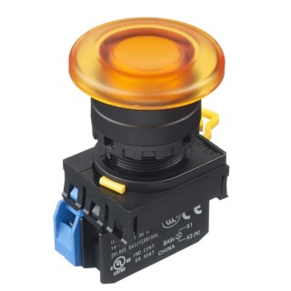 Idec Illuminated Push Button Complete Unit Panel Mount 22mm Cutout Amber SPST IP65 YW1L-A4E10QM3A