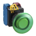 Idec Illuminated Push Button Complete Unit Panel Mount 22mm Cutout Green SPST IP65 YW1L-A4E10QM3G