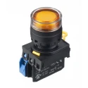 Idec Illuminated Push Button Complete Unit Panel Mount 22mm Cutout Amber SPST IP65 YW1L-AF2E10Q4A