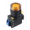 Idec Illuminated Push Button Complete Unit Panel Mount 22mm Cutout Amber SPST IP65 YW1L-AF2E10Q4A