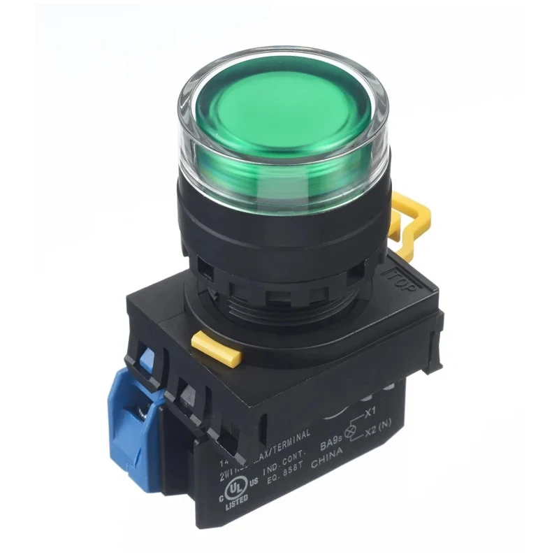 Idec YW Series Illuminated Push Button Complete Unit Panel Mount 22mm Cutout Green SPST IP65 YW1L-AF2E10Q4G