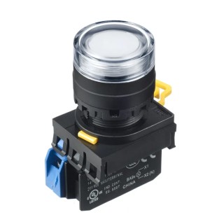 Idec Illuminated Push Button Complete Unit Panel Mount 22 mm Cutout White SPST IP65 YW1L-MF2E10QM3PW