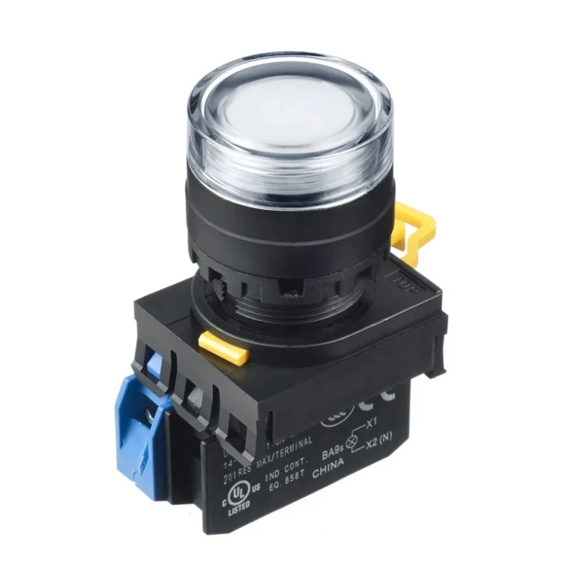 Idec Illuminated Push Button Complete Unit Panel Mount 22 mm Cutout White SPST IP65 YW1L-MF2E10QM3PW