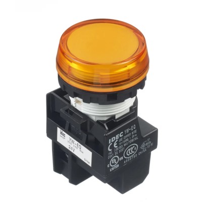 Idec Panel Mount Orange LED Pilot Light 22 mm Cutout 24 V ac/dc IP65 Round YW1P-1BEQ4A