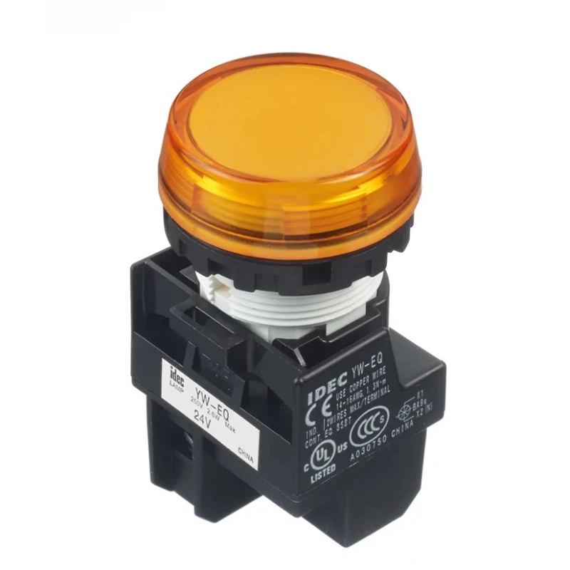 Idec Panel Mount Orange LED Pilot Light 22 mm Cutout 24 V ac/dc IP65 Round YW1P-1BEQ4A