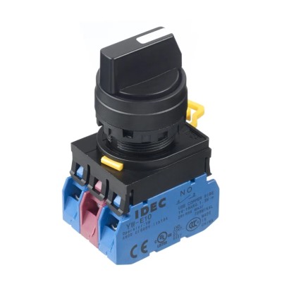 Idec 3 Position Maintained Selector Switch 22 mm Cutout, IP65, White YW1S-3E21