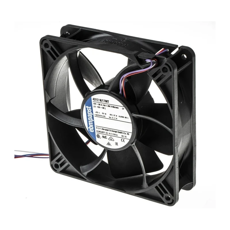 ebm-papst 4300 N - S-Panther Series Square Axial Fan 12V DC 1.9W 0.12A 148m³/h IP20 IP20 119mm x 32mm x 32mm 