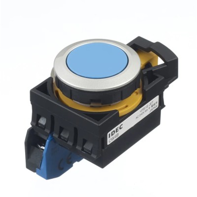Idec CW Series Illuminated Maintained Panel Push Button Switch 22 mm Cutout SPST Blue LED IP65 CW4B-A1E10S