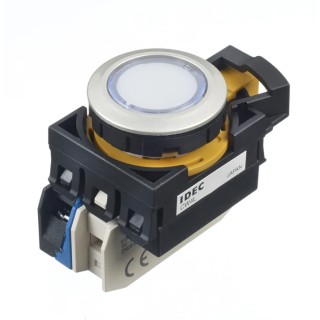 Idec Illuminated Momentary Push Button Switch Panel Mount 22 mm Cutout SPST White LED IP65 24 V CW4L-M1E10Q4PW