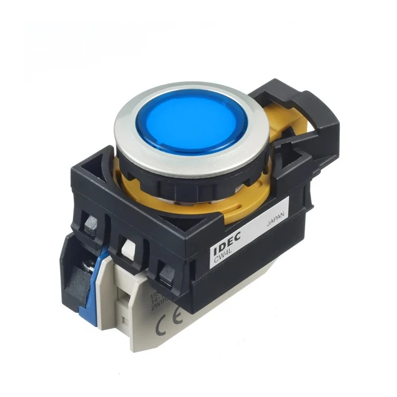 Idec CW Series Illuminated Push Button Switch, Momentary, Panel Mount, 22 mm Cutout, SPST, Blue LED, IP65, 24 V CW4L-M1E10Q4S