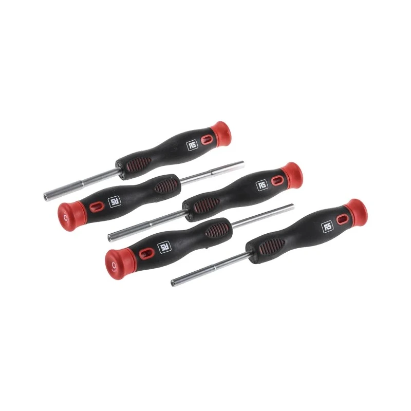 RS PRO Precision Nut Spinner Screwdriver Set, 5-Piece, 2.5 to 4 mm, Chrome Vanadium Steel, Ergonomic Handles 243-664