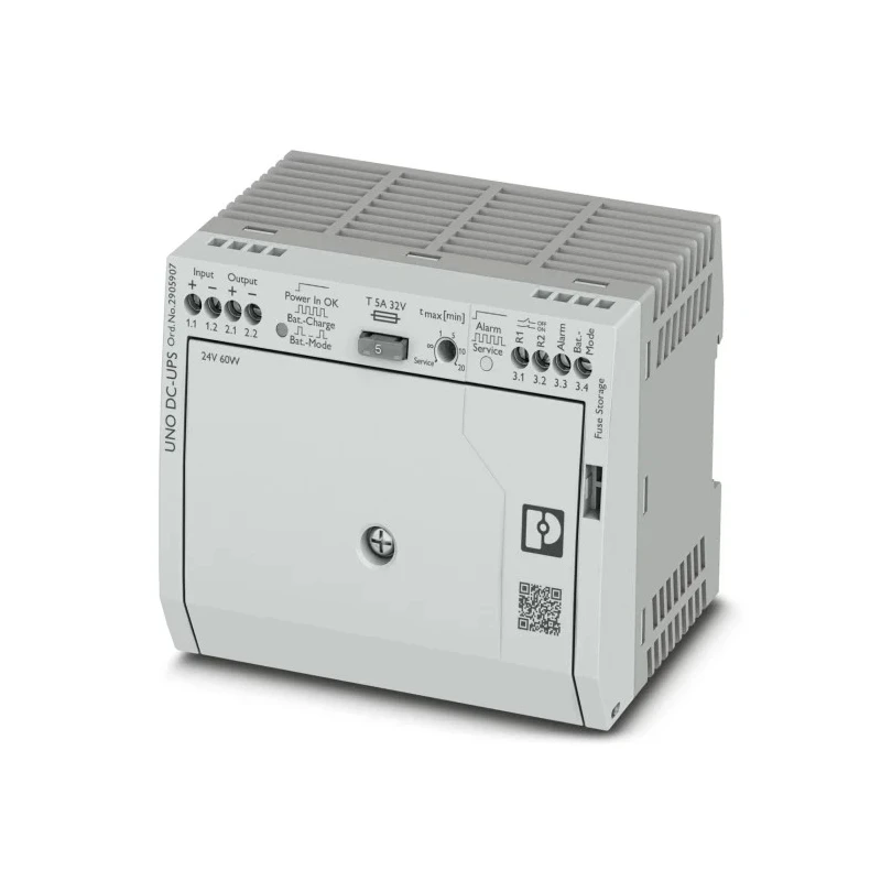 Phoenix Contact Uninterruptible Power Supply 29.5V DC Input 60W Power Backup 20 min 2 Outlets DIN Rail 2905907