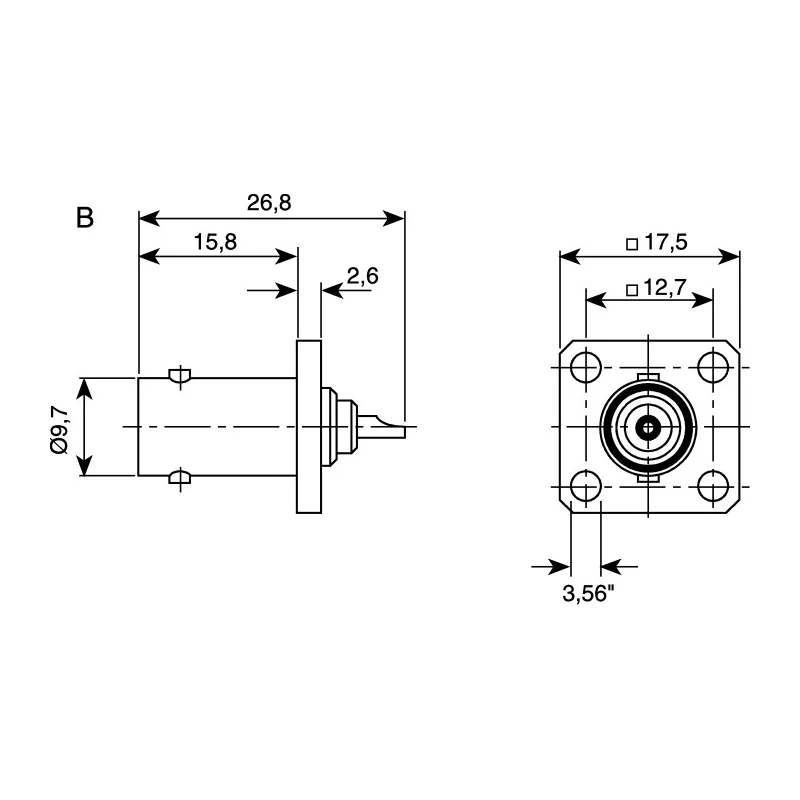 Telegartner BNC Series Coaxial Connector Flange Female BNC, 50 Ω, Straight Body Solder J01001A0613