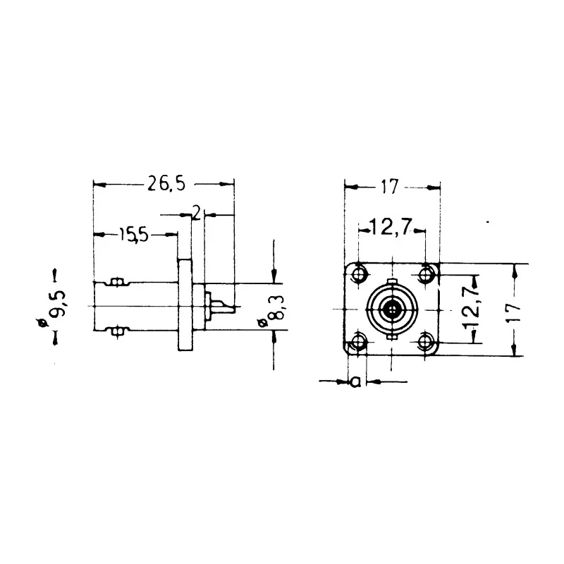 Telegartner BNC Series Coaxial Connector Flange Female BNC, 50 Ω, Straight Body Solder J01001A0613