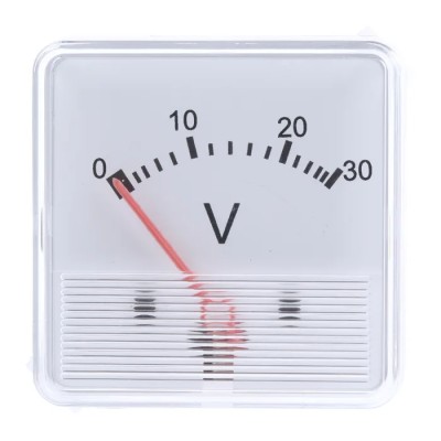 HOBUT Analogue Voltmeter DC 48 mm Cutout Height and Width IEC Standard F3P Series F3PAM1801-30V