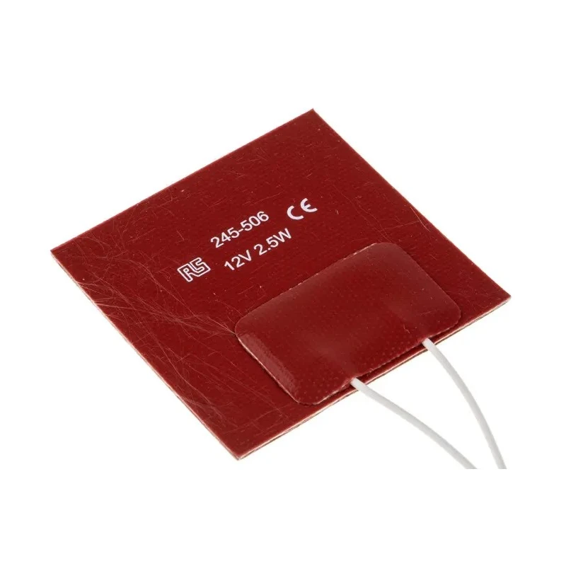RS PRO Silicone Heater Mat, 12V dc, 3.75 W, Square 50mm x 50mm 245-506