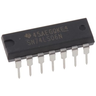 Texas Instruments Inverter Logic IC, 6 Elements, 14-Pin PDIP, TTL Input, Open Collector Output SN74LS06N