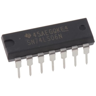 Texas Instruments Inverter Logic IC, 6 Elements, 14-Pin PDIP, TTL Input, Open Collector Output SN74LS06N
