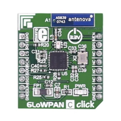 MikroElektronika Communication & Wireless Development Tool 2.4 GHz SPI GPIO 6LoWPAN C Click MIKROE-2219