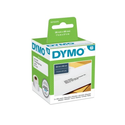 Dymo White Black Print Label Roll 89 mm Width 130 Per Roll Qty S0722370