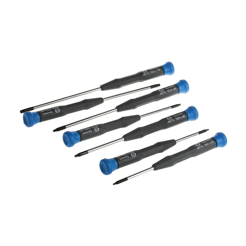 CK Precision Torx Screwdriver Set ESD Safe, 7-Piece with Torx Sizes T6 to T20 T4877PX