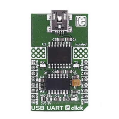 MikroElektronika USB UART 2 Click Interface Development Tool for USB Peripheral Isolation with ADuM4160 