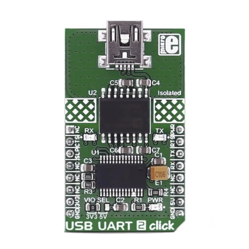 MikroElektronika USB UART 2 Click Interface Development Tool for USB Peripheral Isolation with ADuM4160 