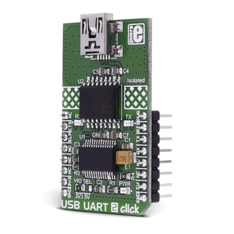 MikroElektronika USB UART 2 Click Interface Development Tool for USB Peripheral Isolation with ADuM4160 