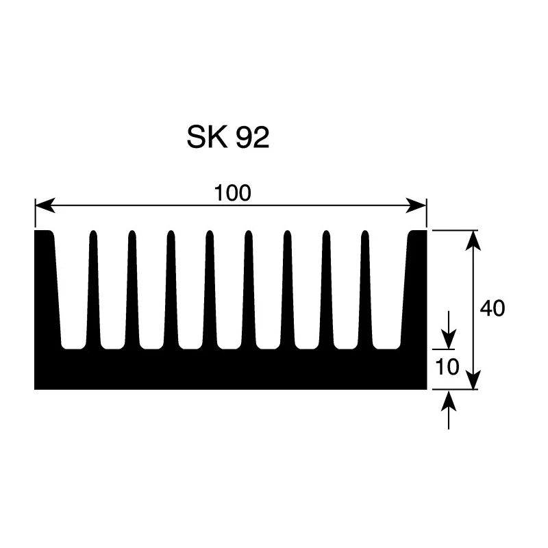 Fischer Elektronik Heatsink Universal Rectangular Aluminium Black Anodised 1K/W, 40 mm x 150 mm x 100 mm SK92 150SA
