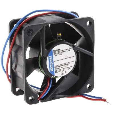 ebm-papst 600 N Series Axial Fan 12V dc 1.7W 142mA 35m³/h IP54 IP68 60 mm 612NGMI