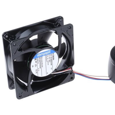 ebm-papst 4100 NH4 S-Force Series Axial Fan 12V dc, 32 W, 2.66 A, 355 m³/h, IP54/IP68, 119x119x38 mm 4112N/2H4