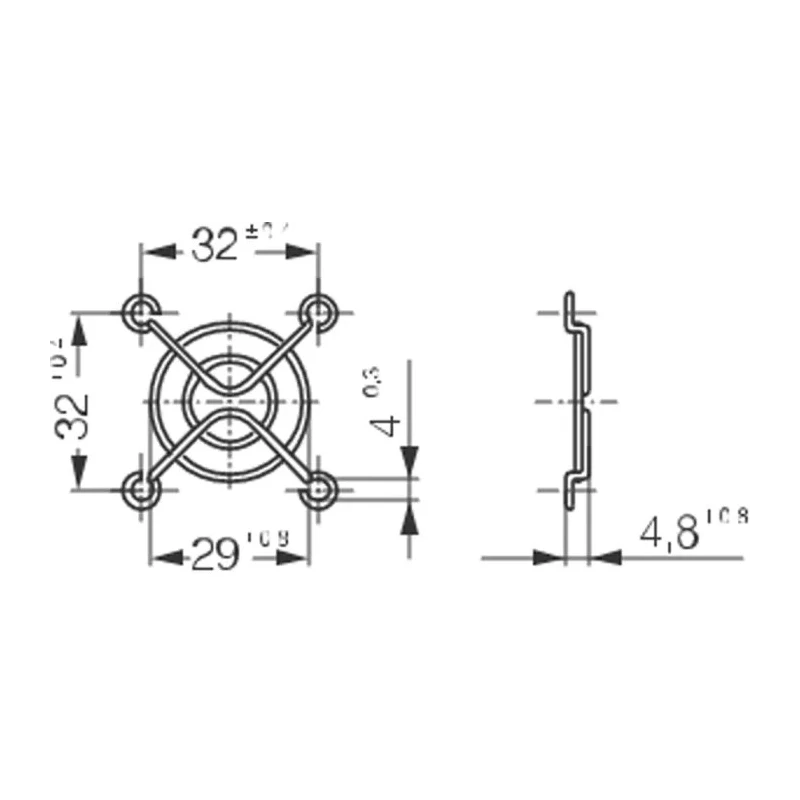 ebm-papst Steel Finger Guard for 40 mm Fans with 32 mm Hole Spacing, 29 mm Width and Height, 4.8 mm Depth LZ29-1