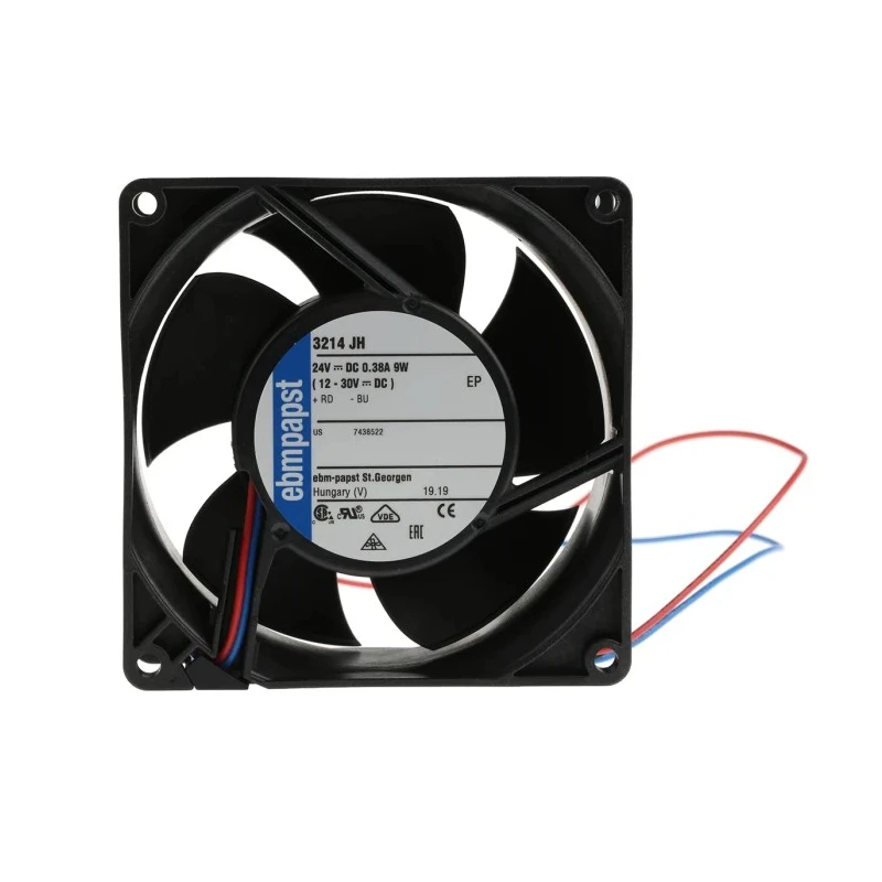 ebm-papst 3200 J S-Force Series Axial Fan 24V dc 9W 375mA Max IP54 IP68 92 mm Square Frame 3214JH