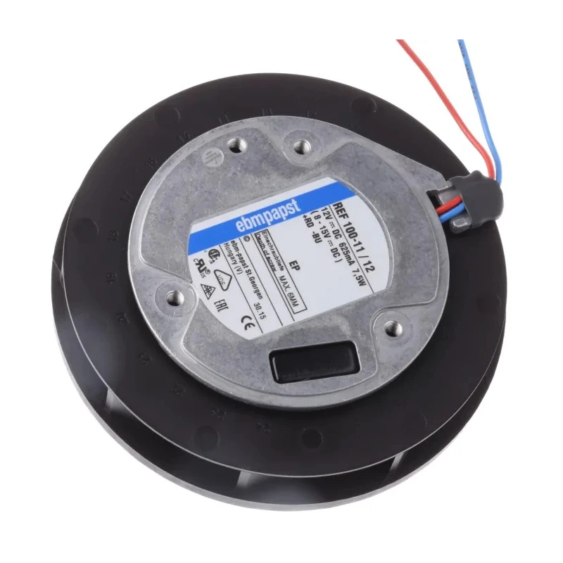 ebm-papst REF 100 Series Centrifugal Fan, 12V DC, 86 m³/h Airflow, 5400 RPM, IP54 Rated, Electronic Commutation REF100-11/12