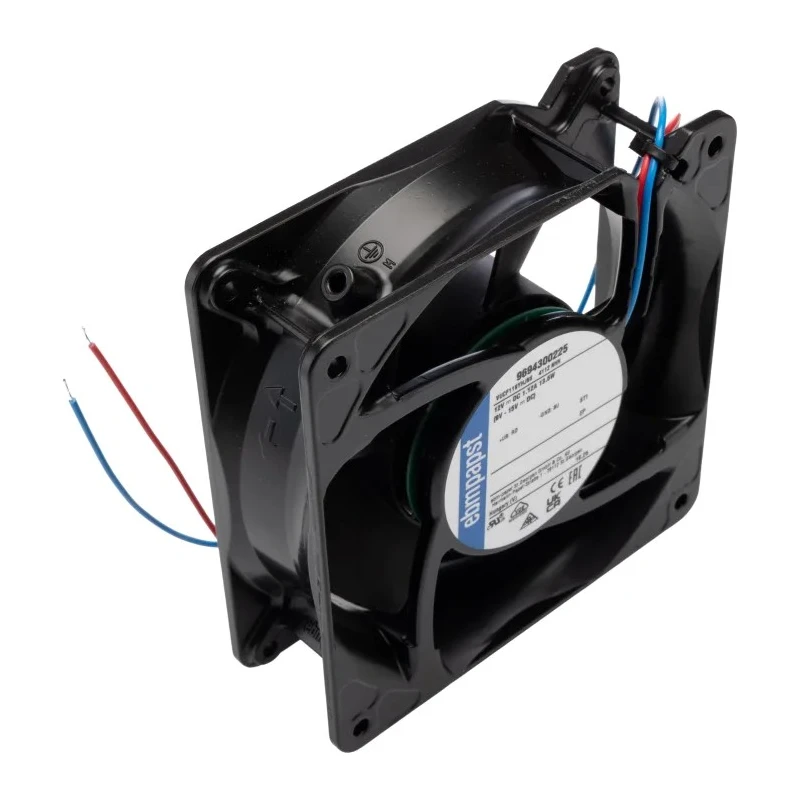 ebm-papst 4100 NHH S-Force Series Axial Fan 12V DC 13.3W 1.11A Max 260 m³/h IP54 IP68 119 mm 38 mm 4112NHH