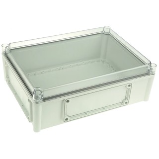 Fibox Flanged EK Series Grey Transparent Lid Polycarbonate Enclosure, IP67, IP66, IK08, 130 mm x 380 mm x 280 mm 