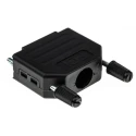 RS PRO Nylon Straight D-Sub Backshell 15 Way Strain Relief Black Nickel Plated Housing 251-510