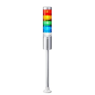 Patlite LR6 Series Signal Tower Buzzer 24V DC 5 Lights White, Amber, Blue, Clear, Green, Red Pole Mount LR6-502PJNU-RYGBC