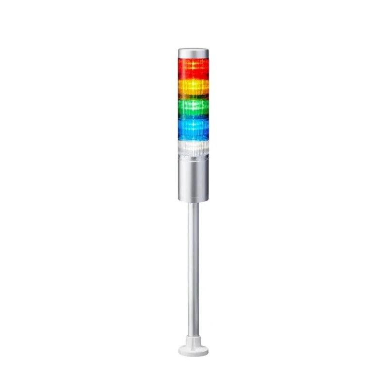 Patlite LR6 Series Signal Tower Buzzer 24V DC 5 Lights White, Amber, Blue, Clear, Green, Red Pole Mount LR6-502PJNU-RYGBC
