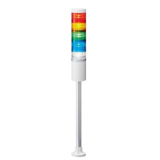 Patlite LR6 Series Signal Tower Buzzer with Amber, Blue, Clear, Green, Red, White LEDs 24V DC Pole Mount LR6-502PJNW-RYGBC