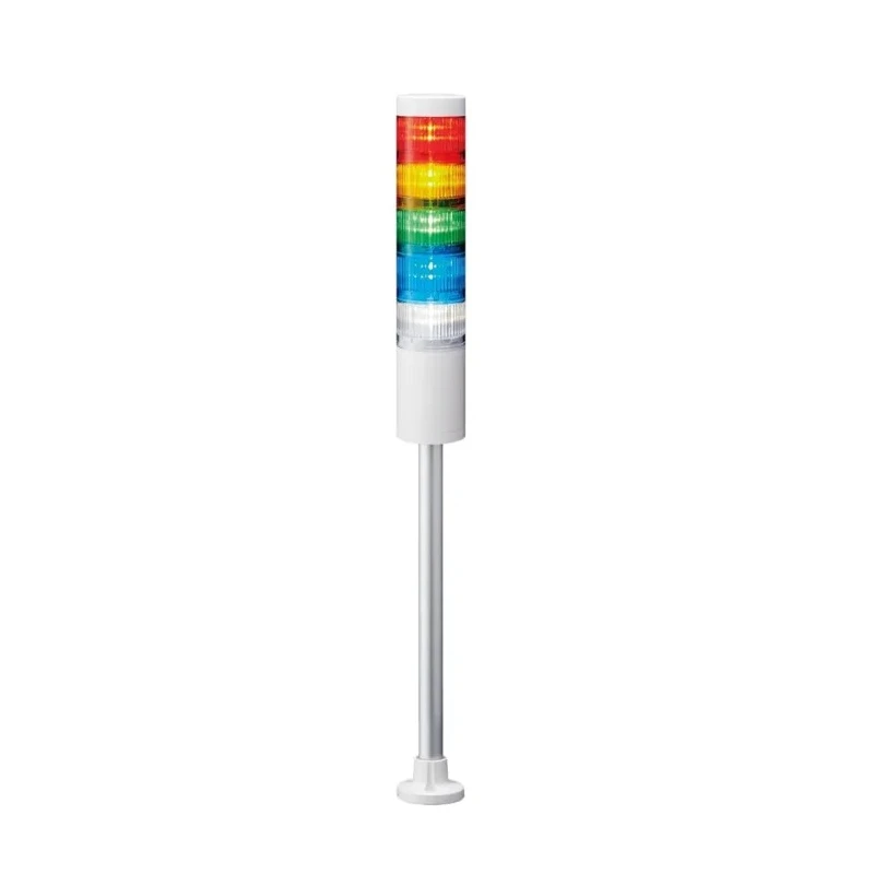 Patlite LR6 Series Signal Tower Buzzer with Amber, Blue, Clear, Green, Red, White LEDs 24V DC Pole Mount LR6-502PJNW-RYGBC
