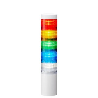 Patlite Signal Tower Buzzer with 5 Lights Blue Amber Clear White Red Green LED 24V Direct Mount LR6-502WJNW-RYGBC
