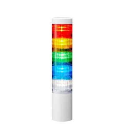 Patlite Signal Tower Buzzer with 5 Lights Blue Amber Clear White Red Green LED 24V Direct Mount LR6-502WJNW-RYGBC